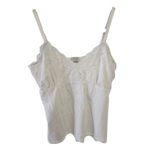Vintage Y2K Camisole White Lace Embellished Spaghetti Strap Tank Plus Size 16W